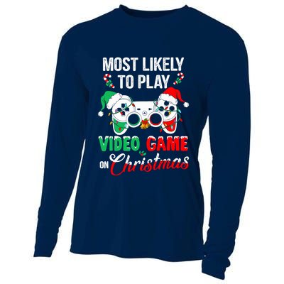 Most Likely To Play Video Game On Christmas Santa Gaming Cooling Performance Long Sleeve Crew