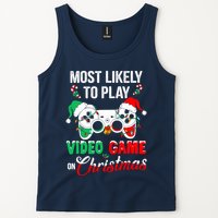 Most Likely To Play Video Game On Christmas Santa Gaming Tank Top