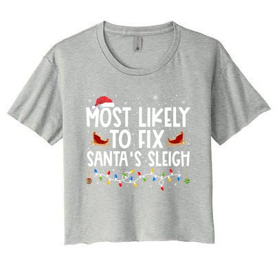 Most Likely To Fix SantaS Sleigh Family Christmas Pajama Cool Gift Women's Crop Top Tee