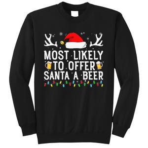 Most Likely To Offer Santa A Beer Funny Christmas Drinking Sweatshirt