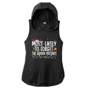 Most Likely To Forget The Hidden Presents Family Christmas Ladies PosiCharge Tri-Blend Wicking Draft Hoodie Tank