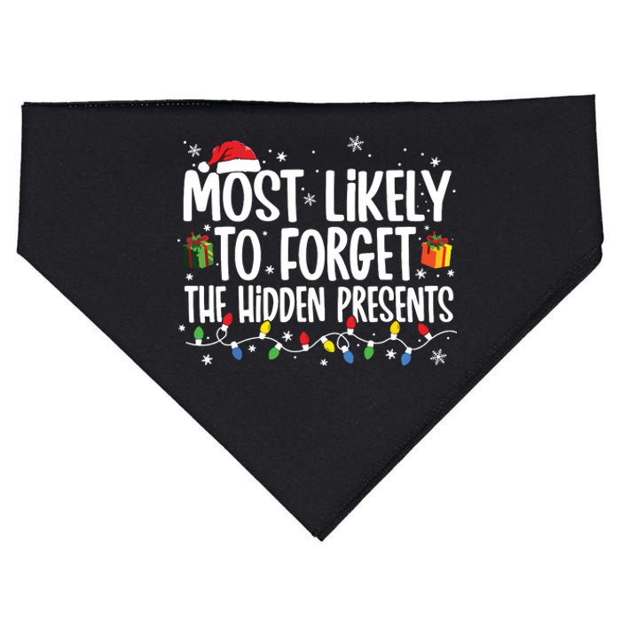 Most Likely To Forget The Hidden Presents Family Christmas USA-Made Doggie Bandana