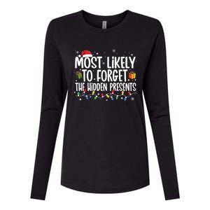 Most Likely To Forget The Hidden Presents Family Christmas Womens Cotton Relaxed Long Sleeve T-Shirt