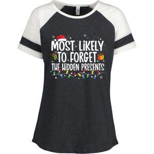 Most Likely To Forget The Hidden Presents Family Christmas Enza Ladies Jersey Colorblock Tee