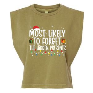 Most Likely To Forget The Hidden Presents Family Christmas Garment-Dyed Women's Muscle Tee