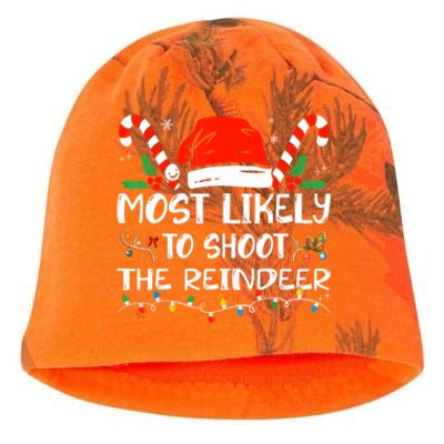 Most Likely To Shoot The Reindeer Funny Family Christmas Gift Kati - Camo Knit Beanie