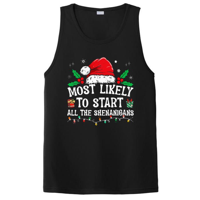 Most Likely To Start All The Shenanigans Family Xmas Holiday PosiCharge Competitor Tank