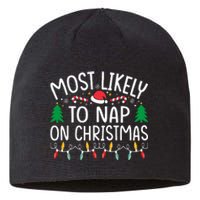 Most Likely To Nap On Christmas Family xmas Pajamas  Sustainable Beanie