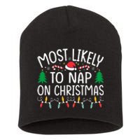 Most Likely To Nap On Christmas Family xmas Pajamas  Short Acrylic Beanie