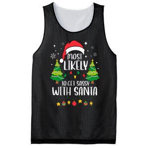 Most Likely To Get Sassy With Santa Matching Christmas Mesh Reversible Basketball Jersey Tank