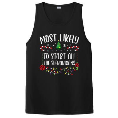 Most Likely To Start All The Shenanigans Funny Christmas Family Matching Cute PosiCharge Competitor Tank