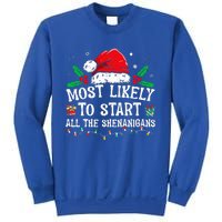 Most Likely To Start All The Shenanigans Family Xmas Holiday Sweatshirt