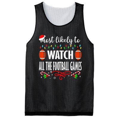 Most Likely To Watch All The Football Games Xmas  Mesh Reversible Basketball Jersey Tank