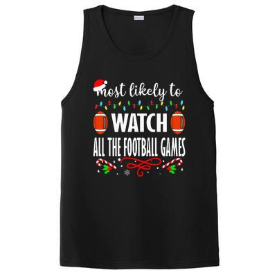 Most Likely To Watch All The Football Games Xmas  PosiCharge Competitor Tank