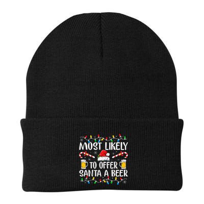 Most Likely To Offer Santa A Beer Funny Drinking Christmas Beanie