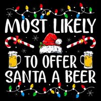 Most Likely To Offer Santa A Beer Funny Drinking Christmas 16 in Basic Backpack