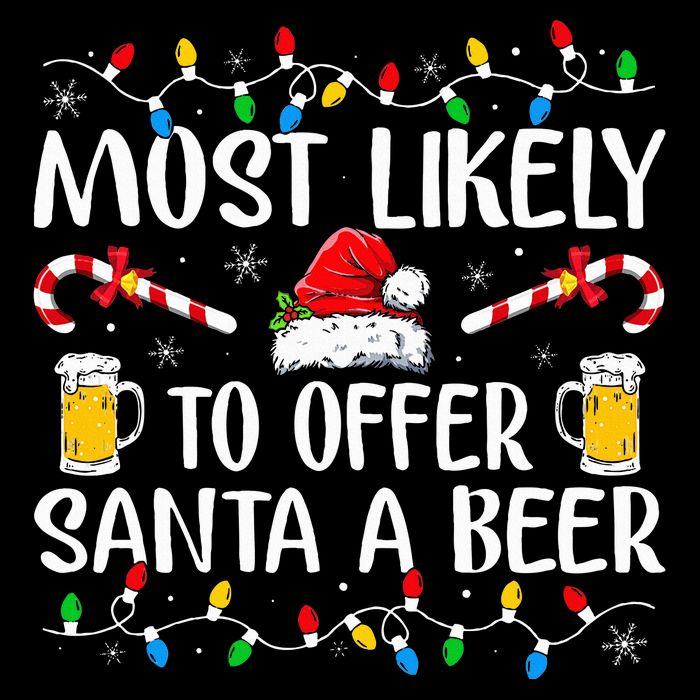 Most Likely To Offer Santa A Beer Funny Drinking Christmas 16 in Basic Backpack