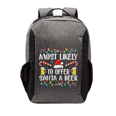Most Likely To Offer Santa A Beer Funny Drinking Christmas Vector Backpack