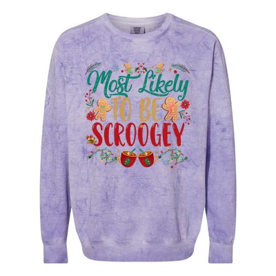 Most Likely To Be Scroogey Family Christmas Matching Pjs Colorblast Crewneck Sweatshirt