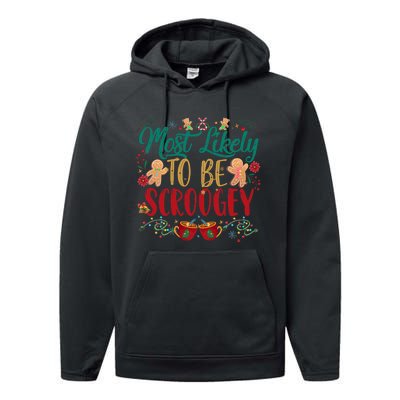 Most Likely To Be Scroogey Family Christmas Matching Pjs Performance Fleece Hoodie