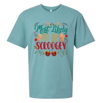 Most Likely To Be Scroogey Family Christmas Matching Pjs Sueded Cloud Jersey T-Shirt