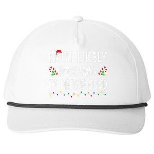 Most Likely To Ask Santa To Define Good Christmas Funny Xmas Snapback Five-Panel Rope Hat