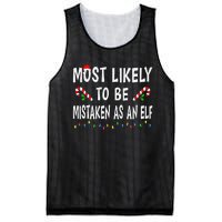 Most Likely To Be Mistaken As An Elf Family Christmas Xmas Mesh Reversible Basketball Jersey Tank