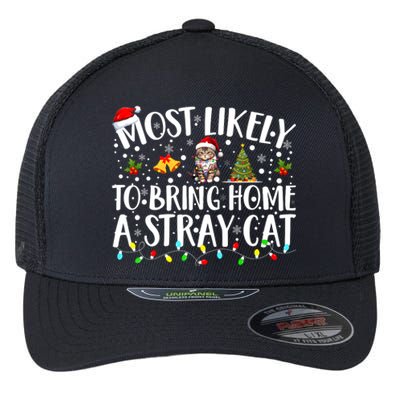 Most Likely To Bring Home A Stray Cat Matching Christmas Flexfit Unipanel Trucker Cap