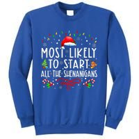 Most Likely To Start All The Shenanigans Family Xmas Holiday Sweatshirt