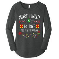 Most Likely To Take All The Leftovers Funny Christmas Family Matching Cute Chr Women's Perfect Tri Tunic Long Sleeve Shirt