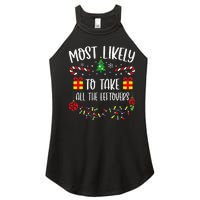 Most Likely To Take All The Leftovers Funny Christmas Family Matching Cute Chr Women's Perfect Tri Rocker Tank