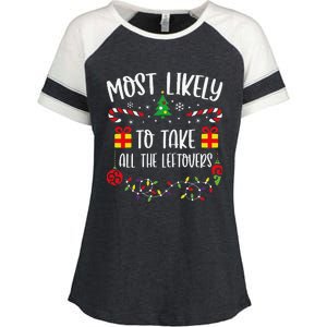 Most Likely To Take All The Leftovers Funny Christmas Family Matching Cute Chr Enza Ladies Jersey Colorblock Tee