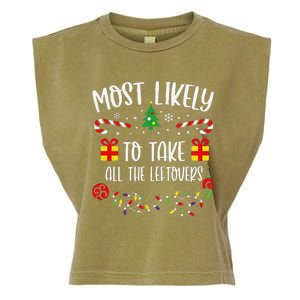 Most Likely To Take All The Leftovers Funny Christmas Family Matching Cute Chr Garment-Dyed Women's Muscle Tee