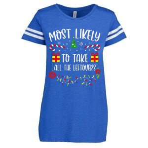 Most Likely To Take All The Leftovers Funny Christmas Family Matching Cute Chr Enza Ladies Jersey Football T-Shirt