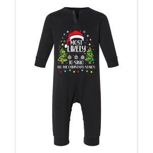 Most Likely To Sing The Christmas Songs Family Matching Infant Fleece One Piece