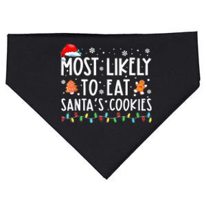 Most Likely To Eat Santas Cookies Family Christmas Holiday USA-Made Doggie Bandana