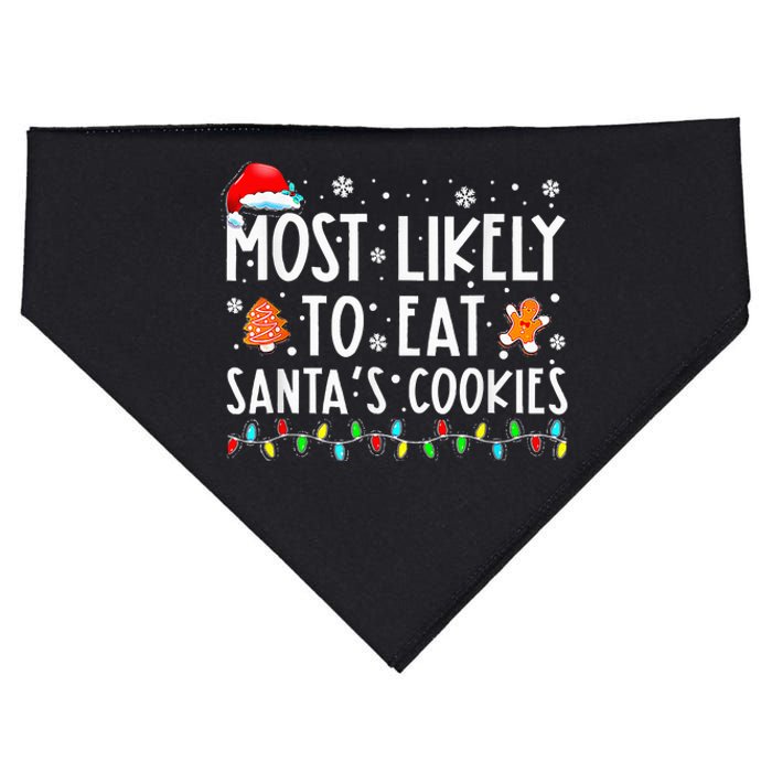 Most Likely To Eat Santas Cookies Family Christmas Holiday USA-Made Doggie Bandana