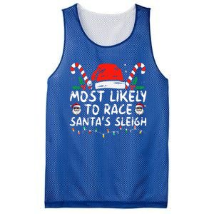 Most Likely To Race SantaS Sleigh Christmas Pajamas Mesh Reversible Basketball Jersey Tank