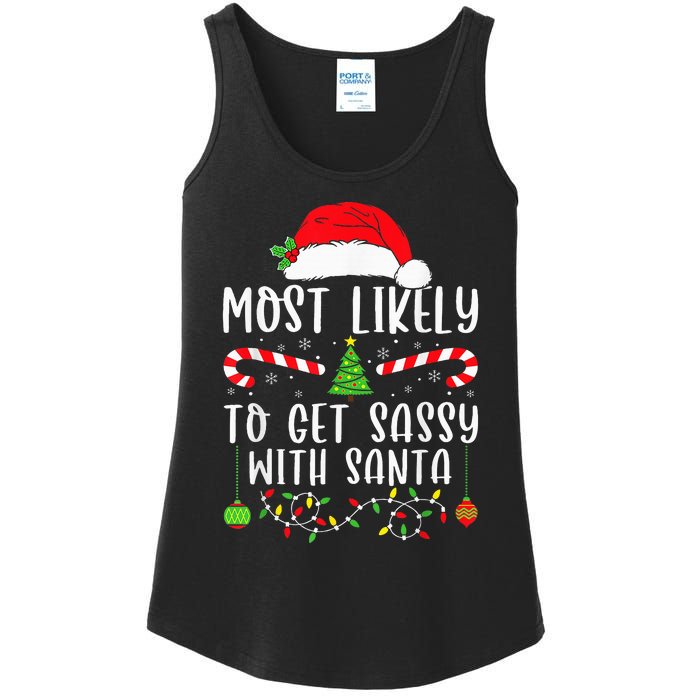 Most Likely To Get Sassy With Santa Christmas Matching Ladies Essential Tank