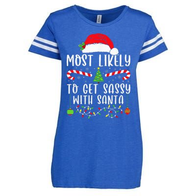 Most Likely To Get Sassy With Santa Christmas Matching Enza Ladies Jersey Football T-Shirt