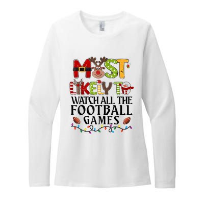 Most Likely To Watch All The Football Games Christmas Family Womens CVC Long Sleeve Shirt