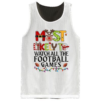 Most Likely To Watch All The Football Games Christmas Family Mesh Reversible Basketball Jersey Tank