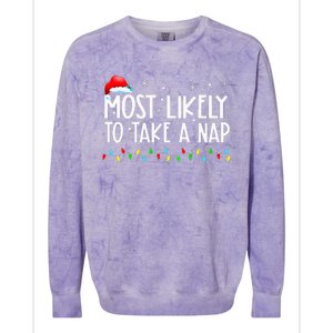 Most Likely To Take A Nap Family Matching Christmas Colorblast Crewneck Sweatshirt