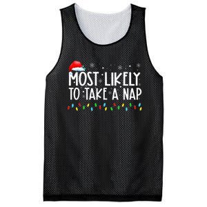 Most Likely To Take A Nap Family Matching Christmas Mesh Reversible Basketball Jersey Tank