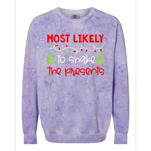 Most Likely To Shirt Funny Matching Family Christmas PJs Colorblast Crewneck Sweatshirt