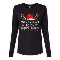 Most Likely To Christmas Be SantaS Favorite Matching Family Womens Cotton Relaxed Long Sleeve T-Shirt