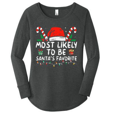 Most Likely To Christmas Be SantaS Favorite Matching Family Women's Perfect Tri Tunic Long Sleeve Shirt