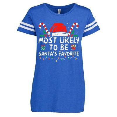 Most Likely To Christmas Be SantaS Favorite Matching Family Enza Ladies Jersey Football T-Shirt