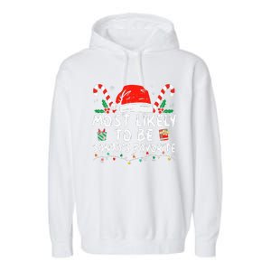 Most Likely To Christmas Be SantaS Favorite Matching Family Garment-Dyed Fleece Hoodie