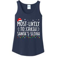 Most Likely To Crash Santa's Sleigh Funny Xmas Pajama Ladies Essential Tank